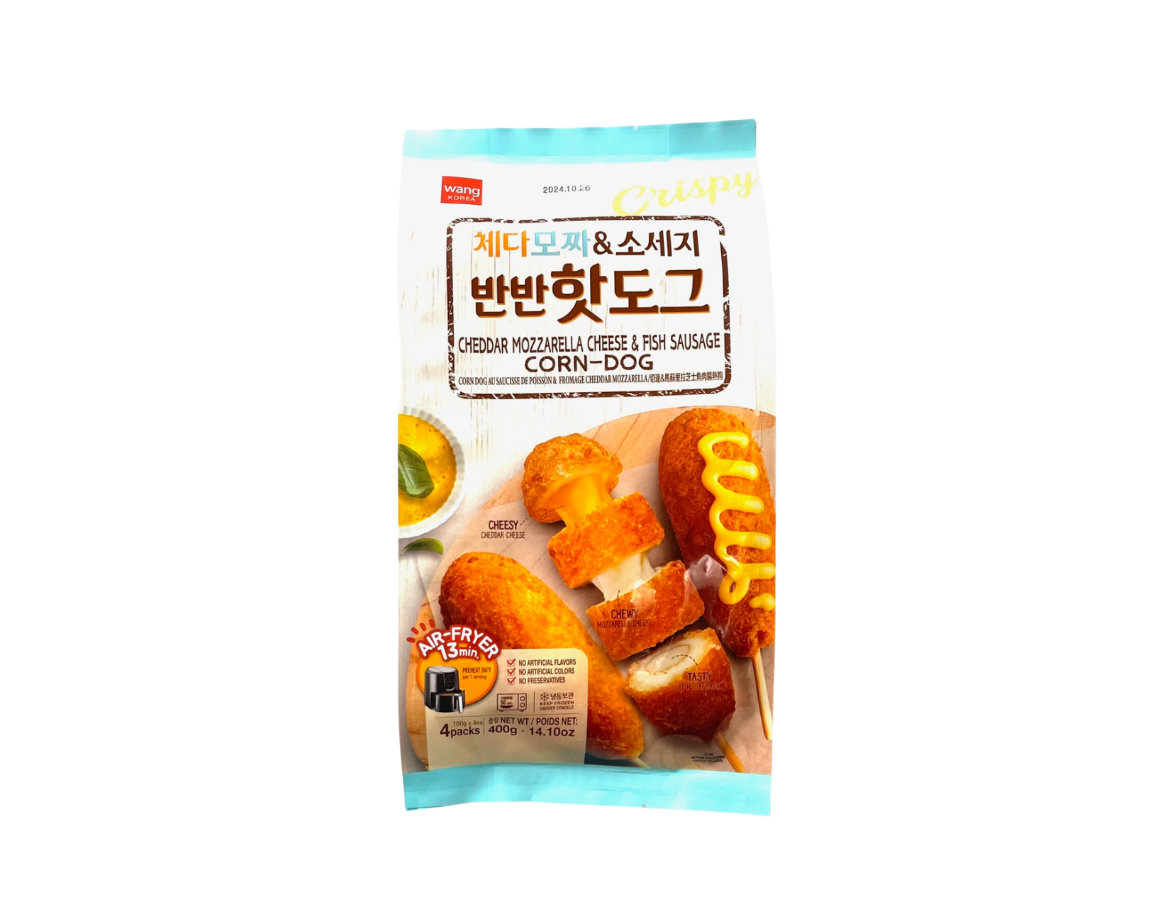 Cheddar Mozzarella Cheese & Fish Sausage Corn Dog - Wang Korea (14.10 ...