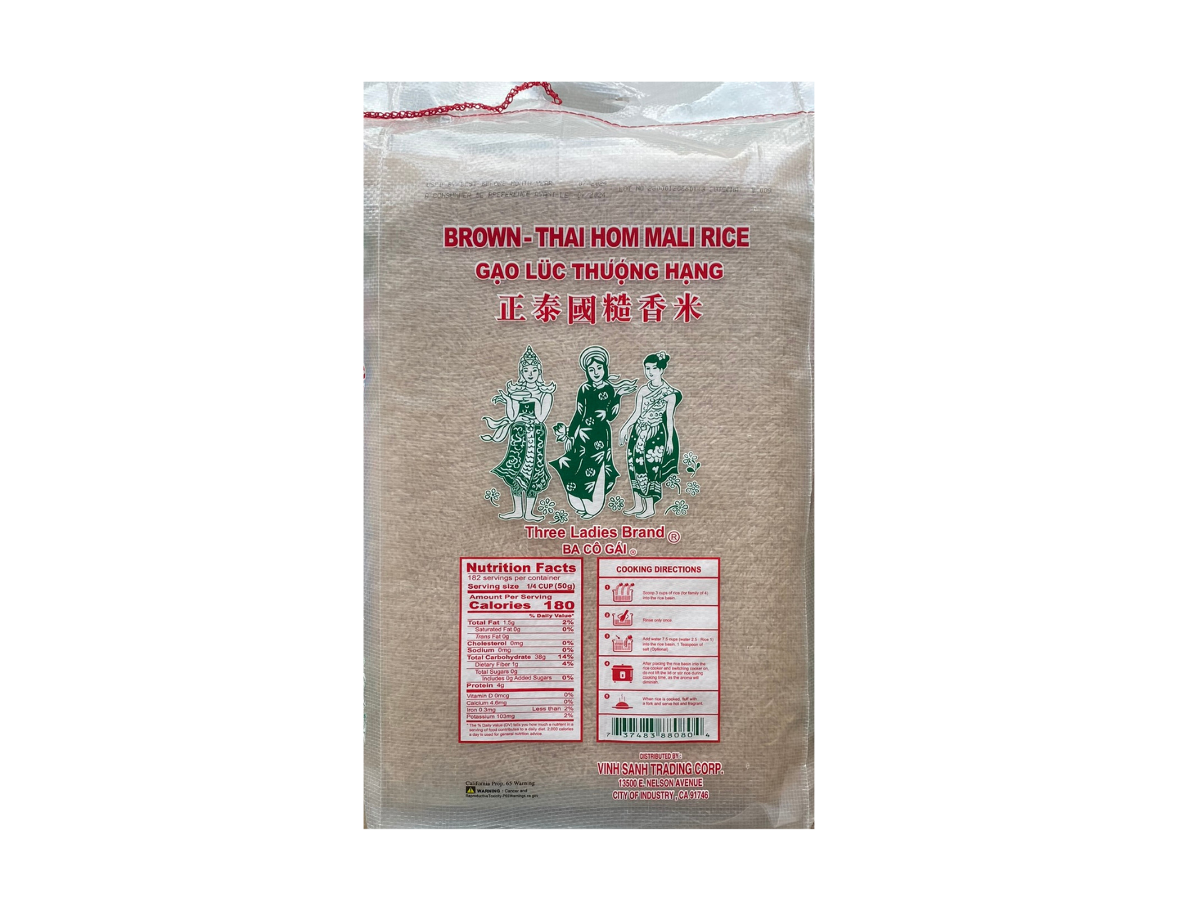 Brown Jasmine Rice Three Ladies (20 lbs.) Global Grocery Market
